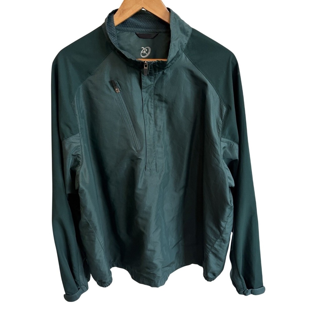 Zero Restriction Tour Series Windbreaker Golf Jacket Mens XL Green 1/4 Zip Up
